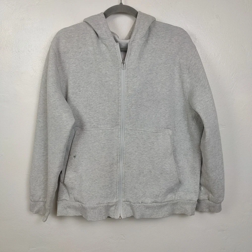 Lululemon Hoodie Mens Medium Grey Full Zip Hooded Athleisure Sporty Gym GLAWED